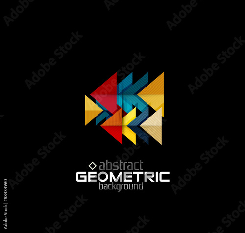 Textured paper geometric shapes on black