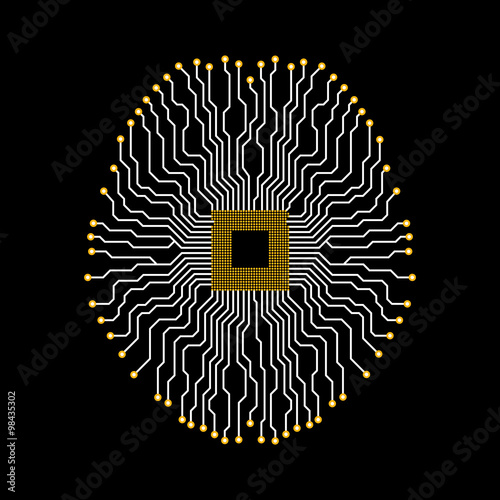 Brain. Cpu. Circuit board. Vector illustration. Eps 10
