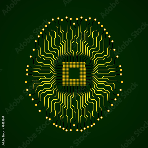 Brain. Cpu. Circuit board. Vector illustration. Eps 10
