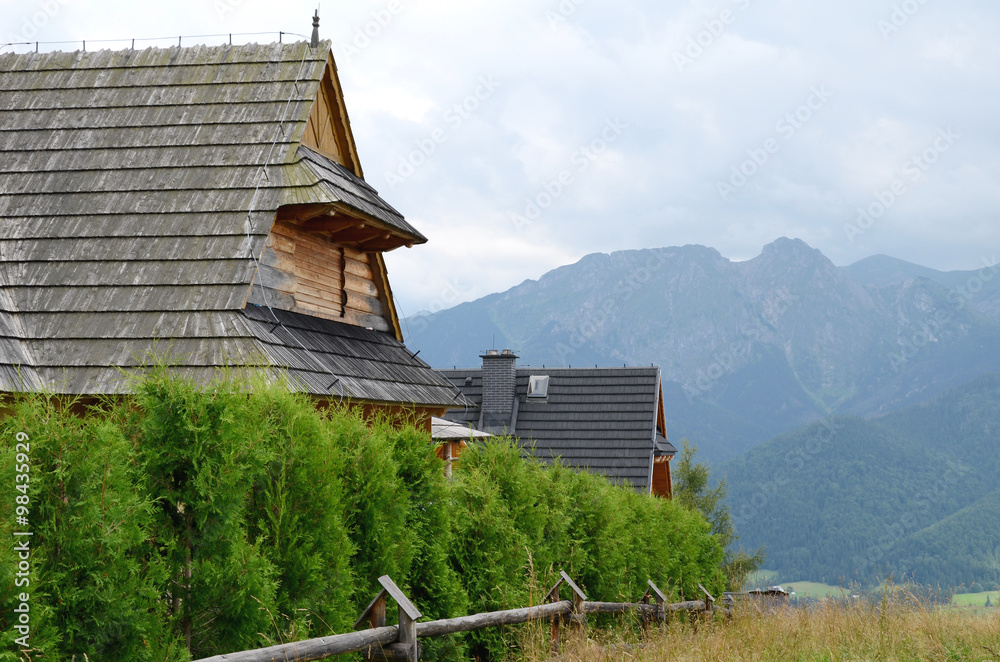 Wooden house in mointains
