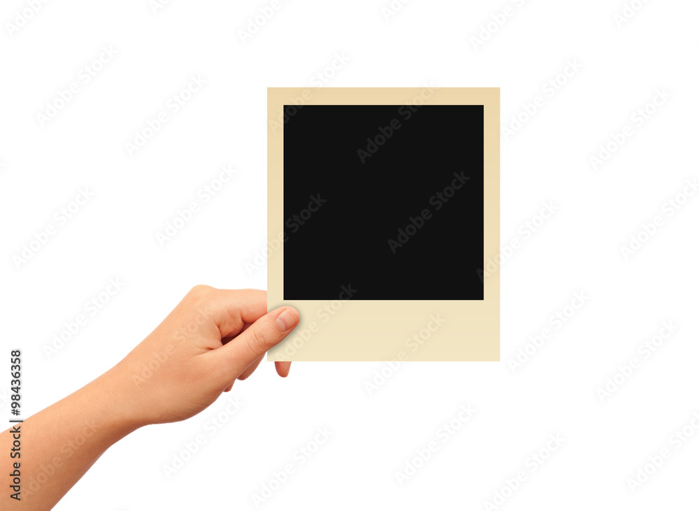Hand holding old polaroid photo Stock-Foto | Adobe Stock