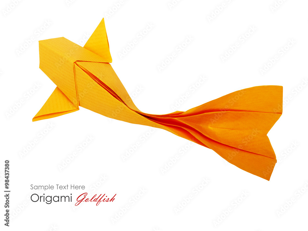 Origami paper fish - obrazy, fototapety, plakaty 