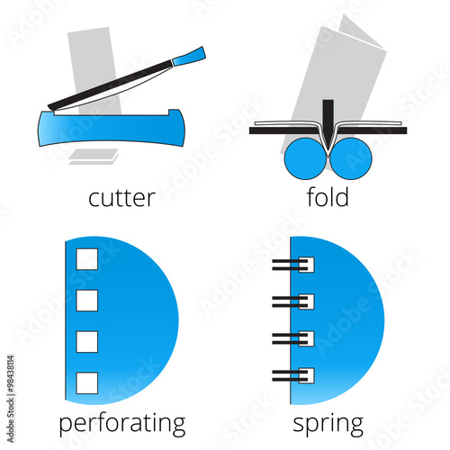 Printing shop services blue icons set. Part 7