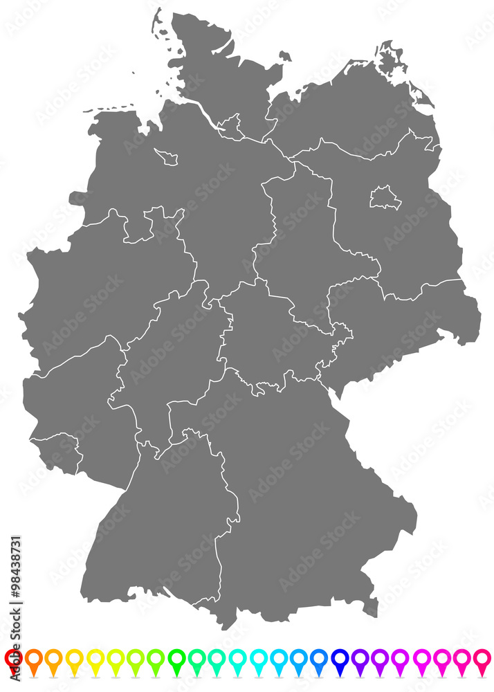 The Map of Germany With Boarders and Flags