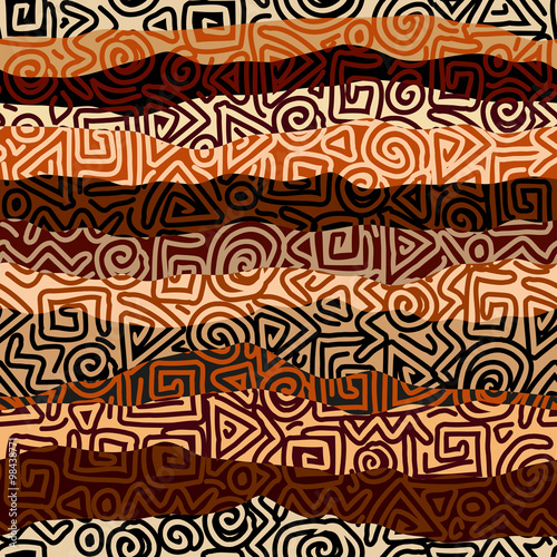 Ethnic strikes pattern in brown colors