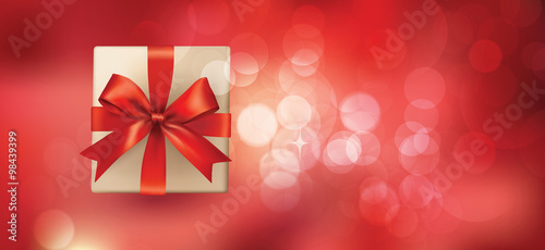 Christmas gift on red background