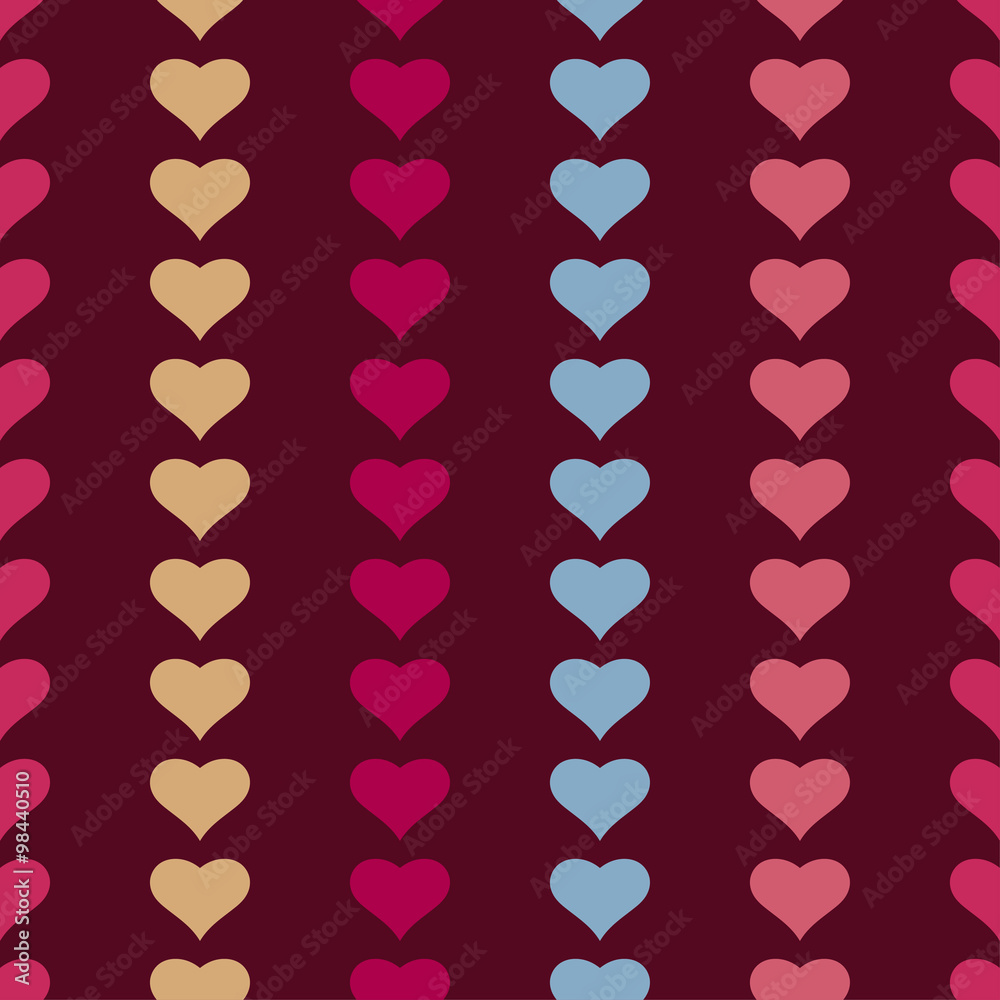 Seamless vector background with decorative hearts