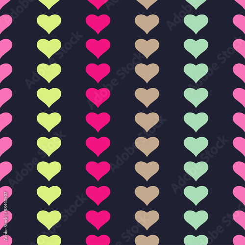 Seamless vector background with decorative hearts