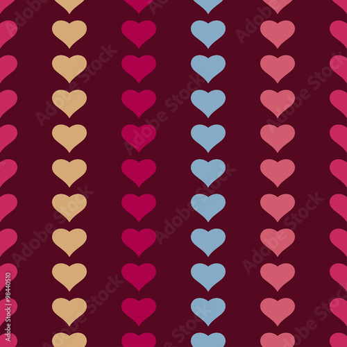 Seamless vector background with decorative hearts