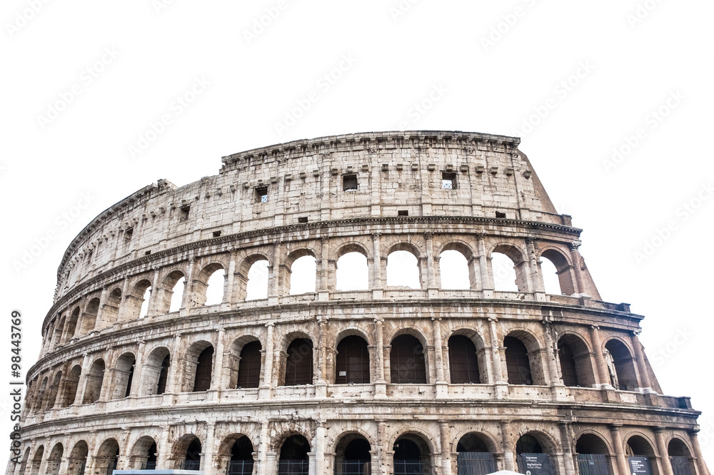Colosseum in Rome, Italy isolated on white..