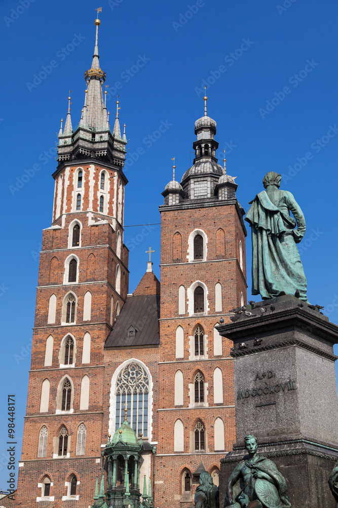 St Mary Church and Adam Mickiewicz Monument