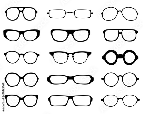 Silhouettes of different eyeglasses, vector