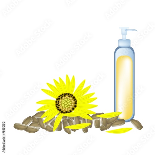 Sunflower Oil and Yellow Sunflower with Seed