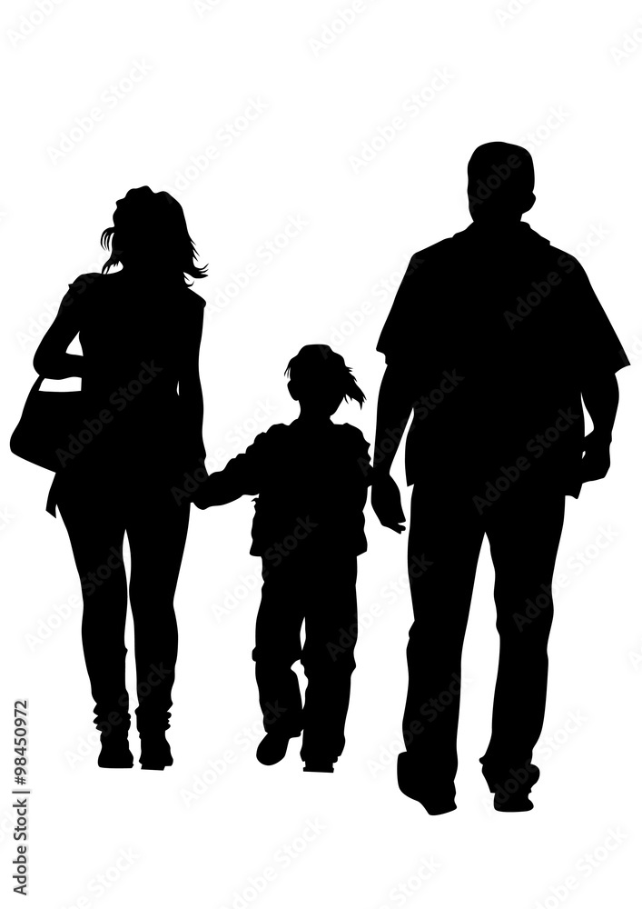 Families people with little child on white background