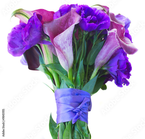 Calla lilly and eustoma flowers photo