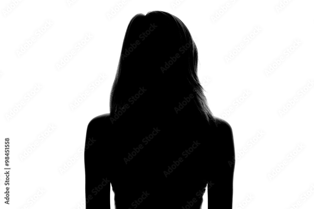 silhouette of a woman's face on a white background