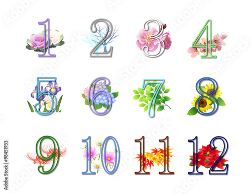 12か月季節の植物と数字 Stock イラスト Adobe Stock 12か月季節の植物と数字 Stock イラスト Adobe Stock