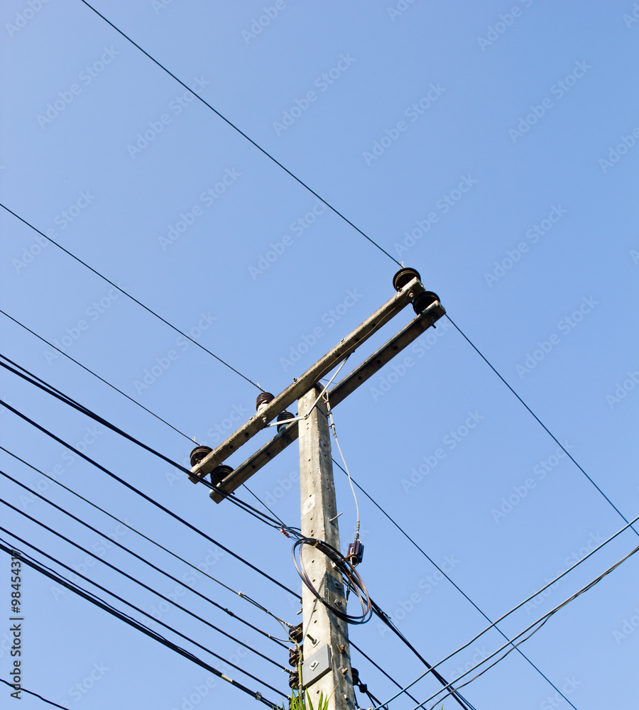 Power line with Electric Concrete poles. Power line with Electric Concrete poles.