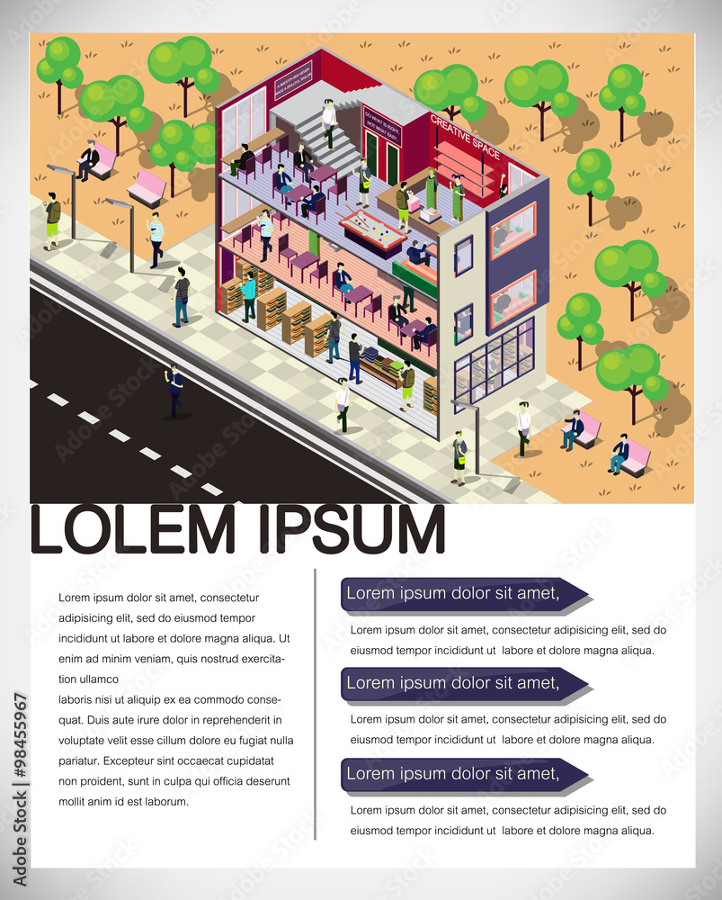 illustration of info graphic urban city concept in isometric graphic