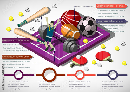 illustration of info graphic sports equipment concept in isometric graphic