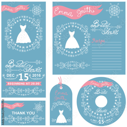 Wedding invitations.Winter Bridal shower set