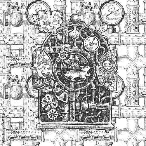 steampunk mechanism  sketch