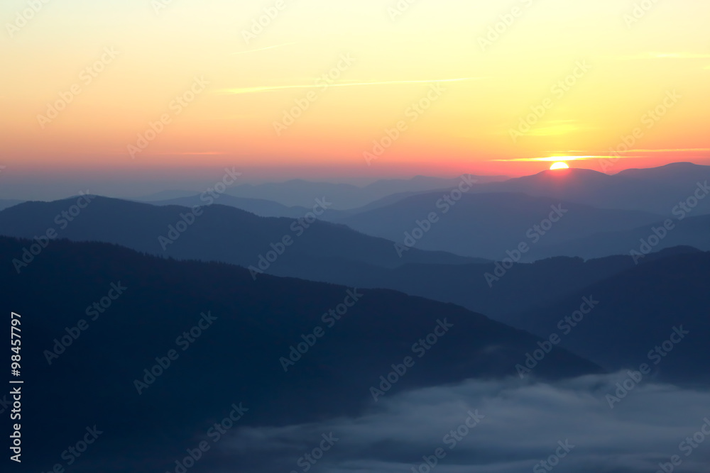 mountains in the mist before sun dawn mountains in the mist before sun dawn