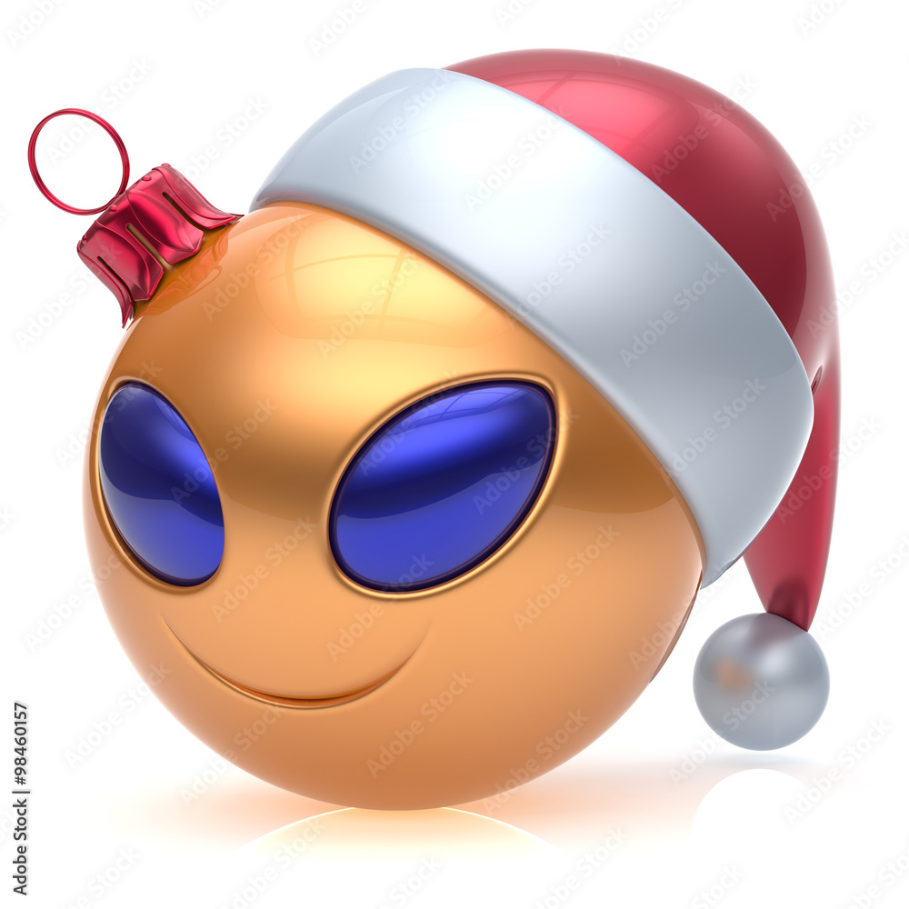 Christmas ball alien face New Year's Eve bauble smiley cartoon ...