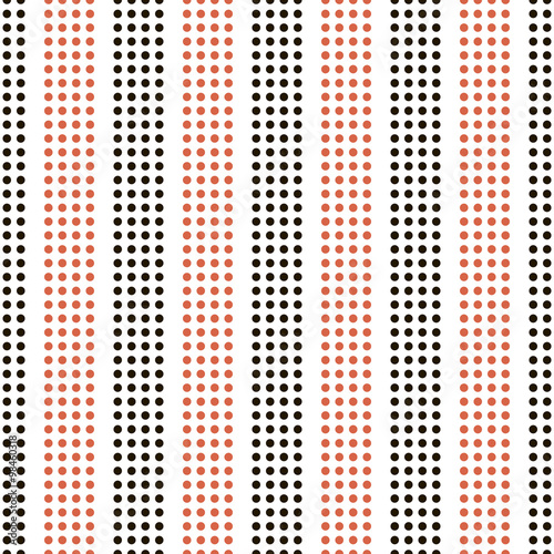 Seamless pattern of black and red circles on white background