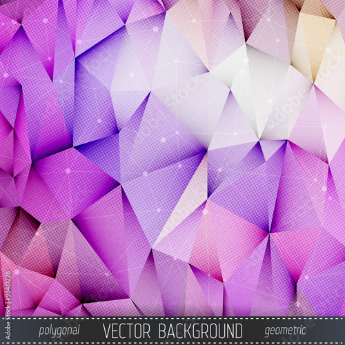 Abstract Vector Polygonal Background. Geometric Polygonal Shape. Vector Science Background Connecting Dots and Lines Structure