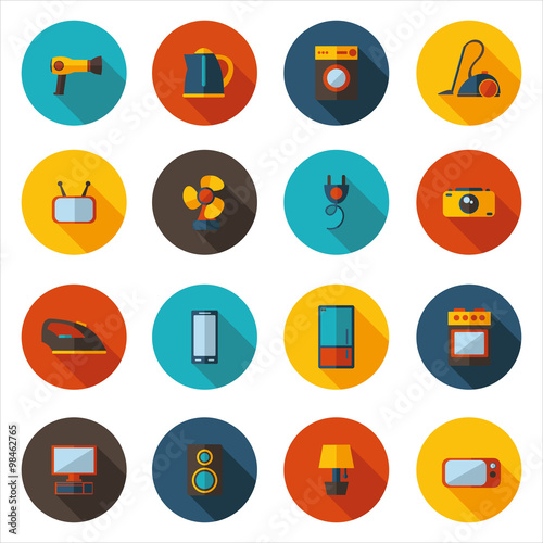 set of flat icons for household appliances