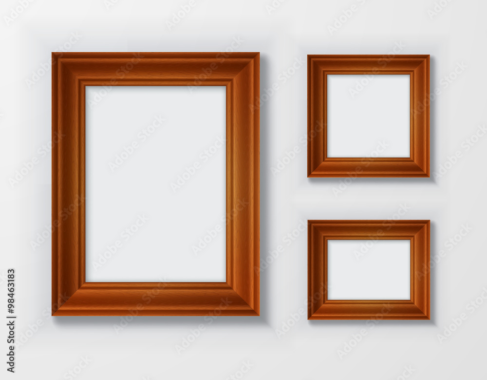 Set classic wooden frames on white background Set classic wooden frames on white background