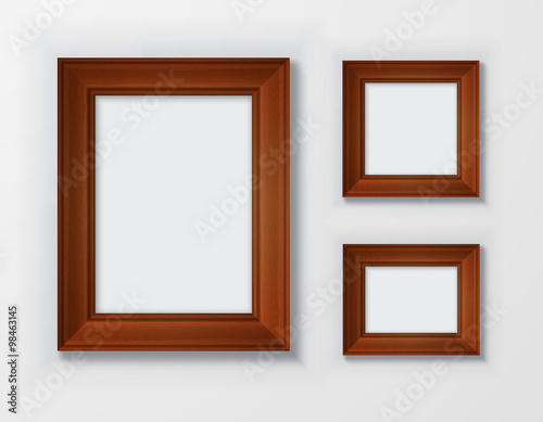Set classic wooden frames on white background © yasyapetra
