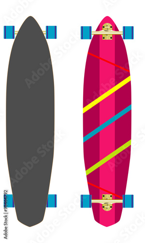 Longboard isolated white background. Line disign.