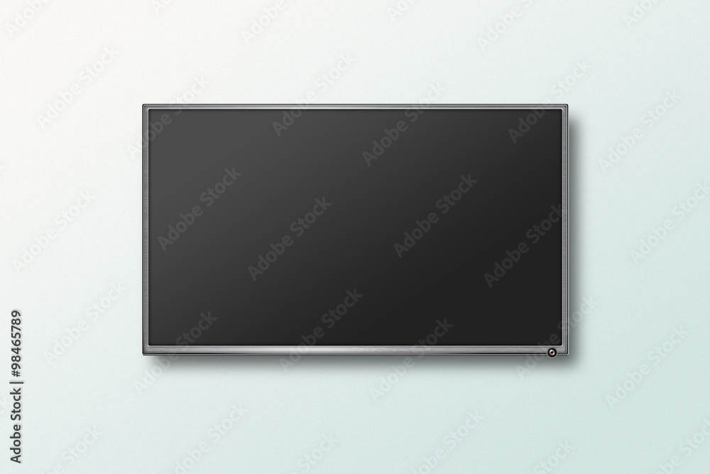 TV flat screen lcd on the wall, plasma realistic illustration. Black HD monitor mock up. Modern multimedia panel with black screen. Good way to show your business presentation on flat display. TV flat screen lcd on the wall, plasma realistic illustration. Black HD monitor mock up. Modern multimedia panel with black screen. Good way to show your business presentation on flat display.