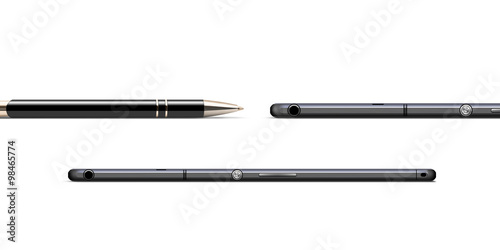 Obraz na plátně Thinnest smartphone near a black pen sideways