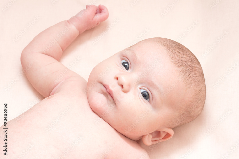 Portrait of a baby 2 months. Close up. Portrait of a baby 2 months. Close up.