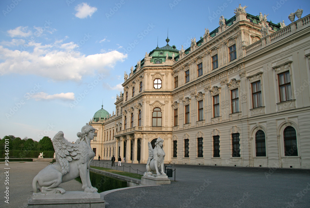 VIENNA, AUSTRIA - APRIL 22, 2010: Statue of Sphinx near Belvedere Palace in Vienna, Austria