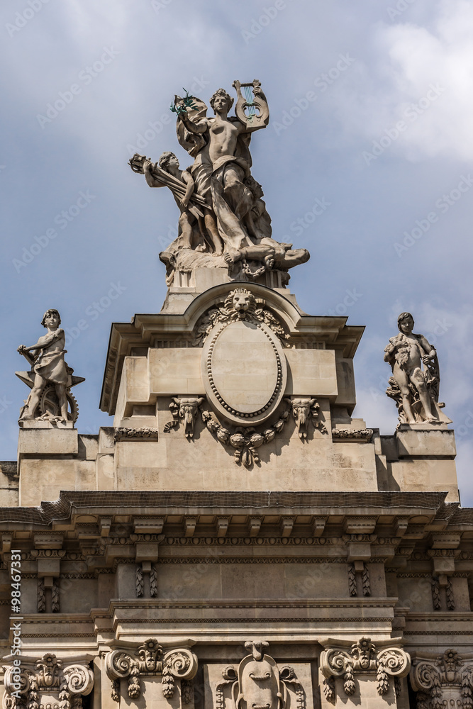 Architectural details of Grand Palais des Champs-Elysees. Paris.
