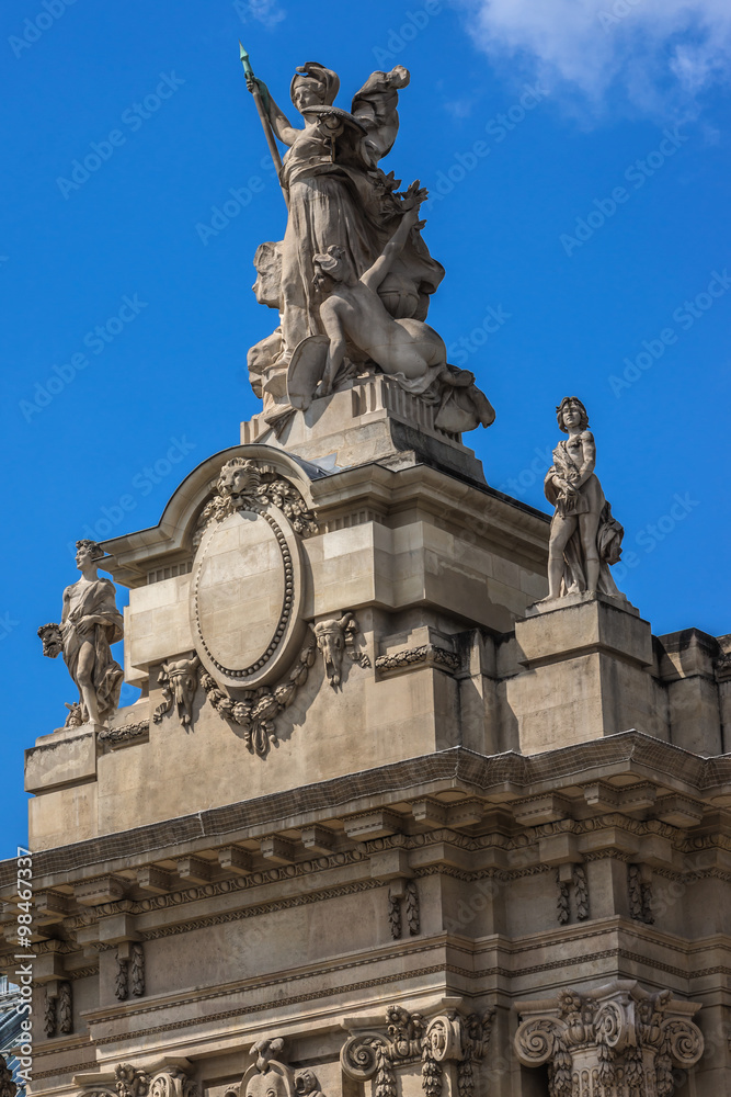 Architectural details of Grand Palais des Champs-Elysees. Paris.