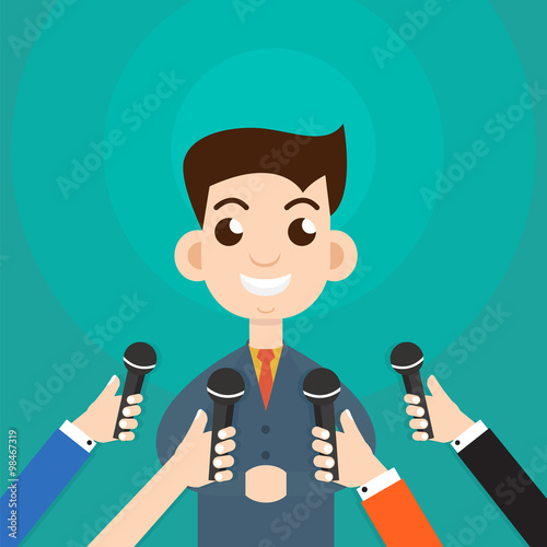 Interview a businessman or politician answering questions vector