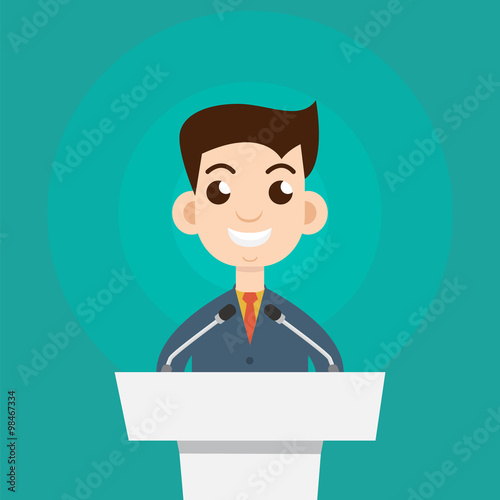 Interview a businessman or politician answering questions vector