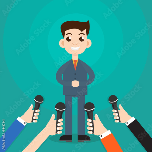 Interview a businessman or politician answering questions vector