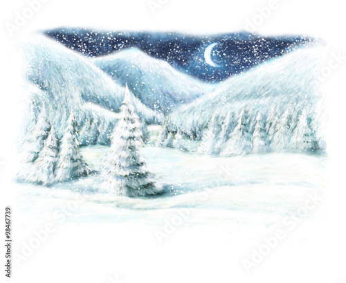 christmas winter happy scene - illustration for the children