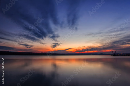 Stunning lake sunset with reflection