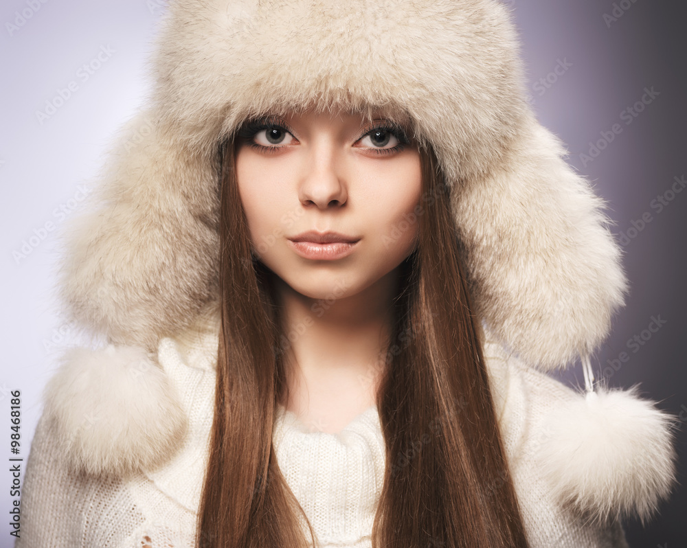 Portrait of a girl in a fur hat Portrait of a girl in a fur hat