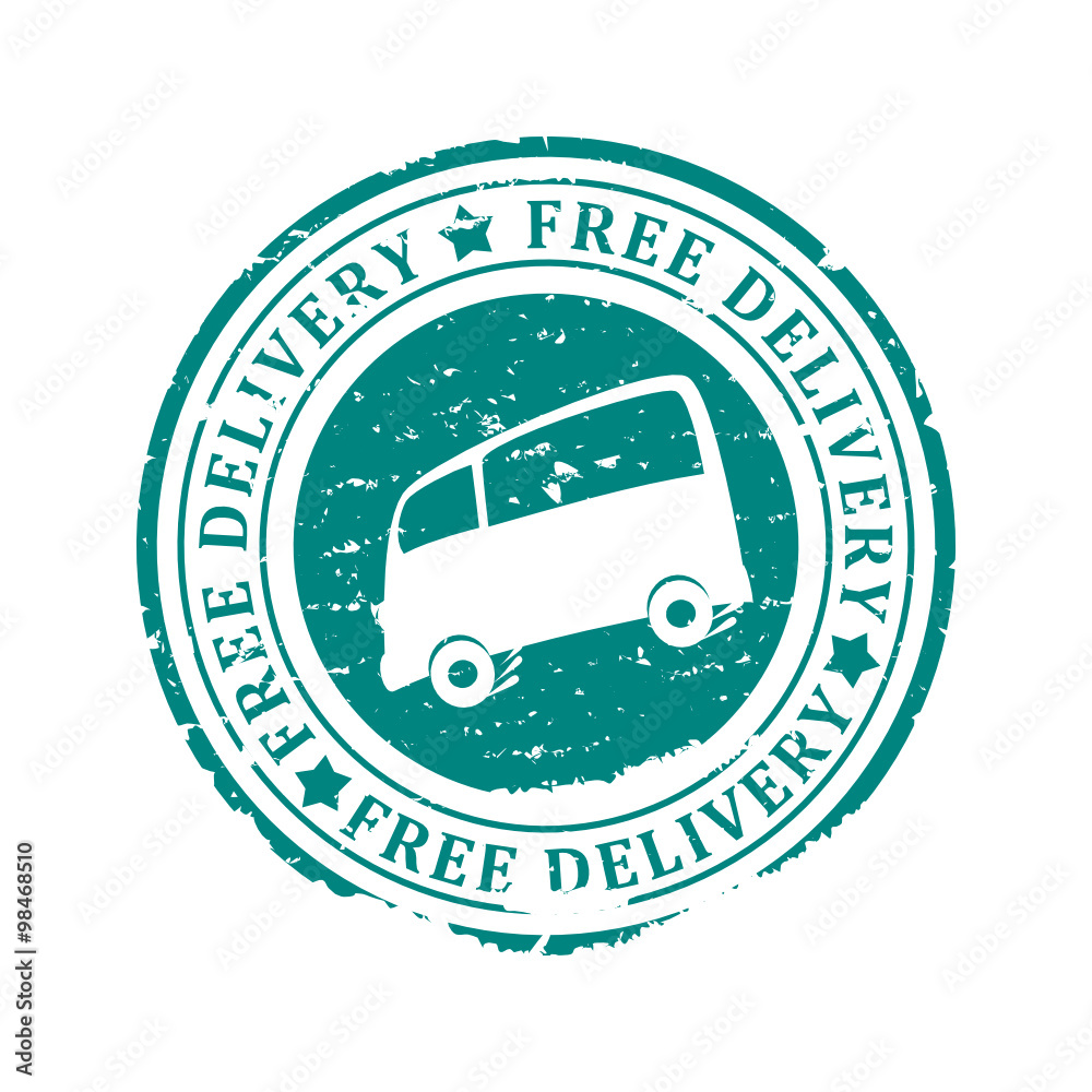 Scratched round green stamp with the words - free delivery - vector svg Scratched round green stamp with the words - free delivery - vector svg