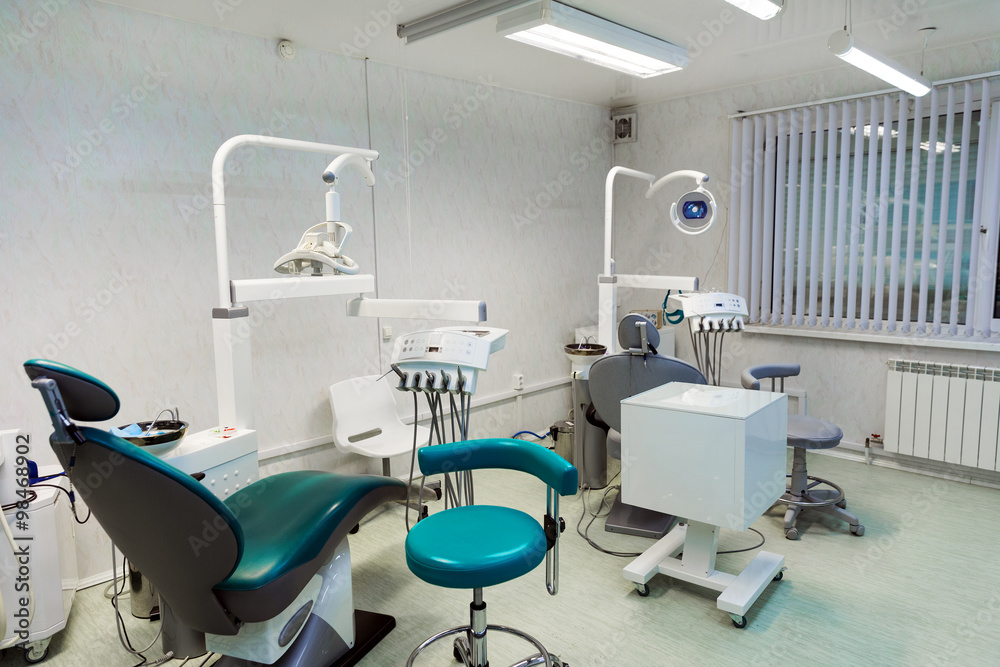 Interior dental office - chair and tools Interior dental office - chair and tools