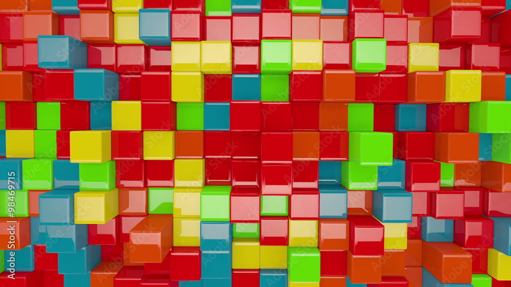 colorful 3D boxes moving seamless loop
