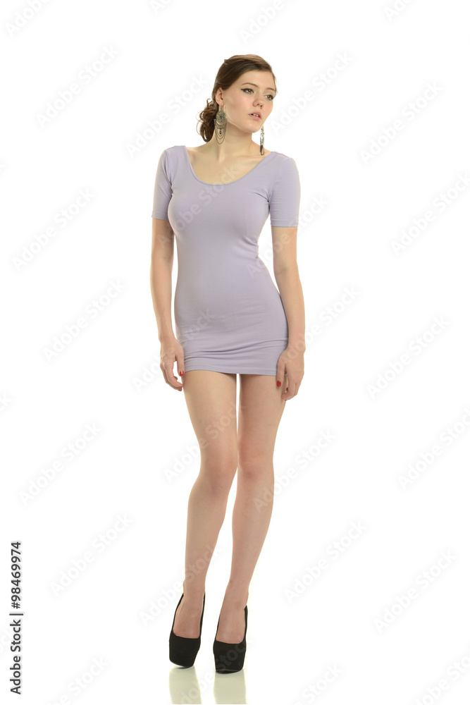 Young Fashion model wearing a short dress Young Fashion model wearing a short dress